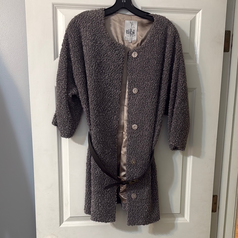 Gray Textured Button-Up Coat
